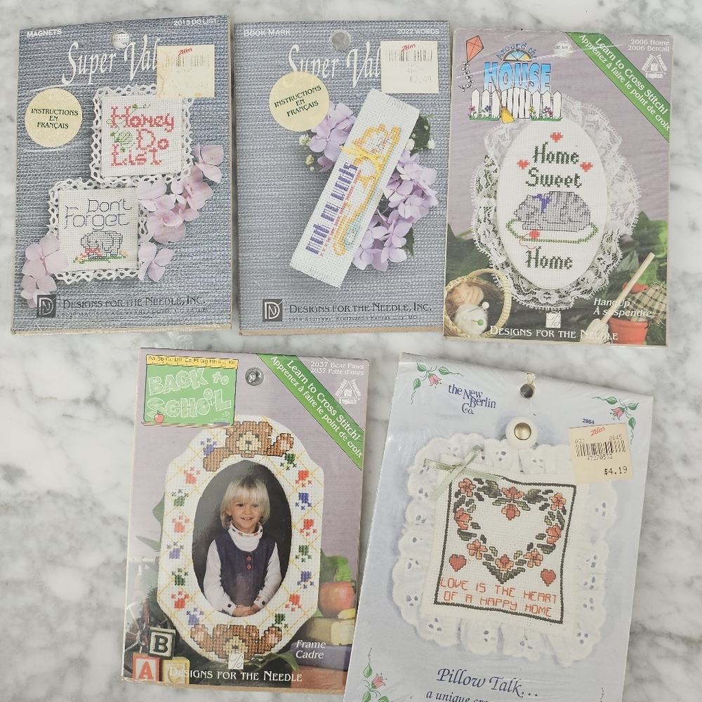 Embroidery Kits Frame Lace Cat Sweet Home Beginner Craft Cross Stitch Lot Of 5